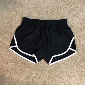 Black and white running shorts